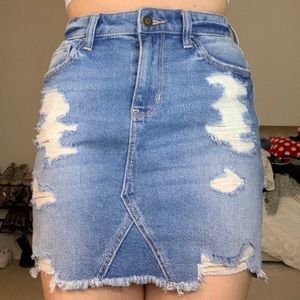 hollister high rise jean skirt